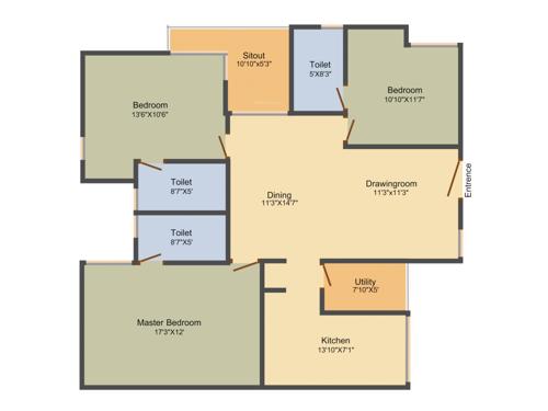 Manbhum Kakatiya (3BHK+3T (1,515 sq ft) 1515 sq ft)