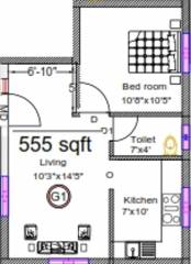 Rohaan Snowbell 2 (1BHK+1T (555 sq ft) 555 sq ft)