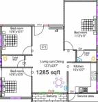 Rohaan Snowbell 2 (3BHK+2T (1,285 sq ft) 1285 sq ft)