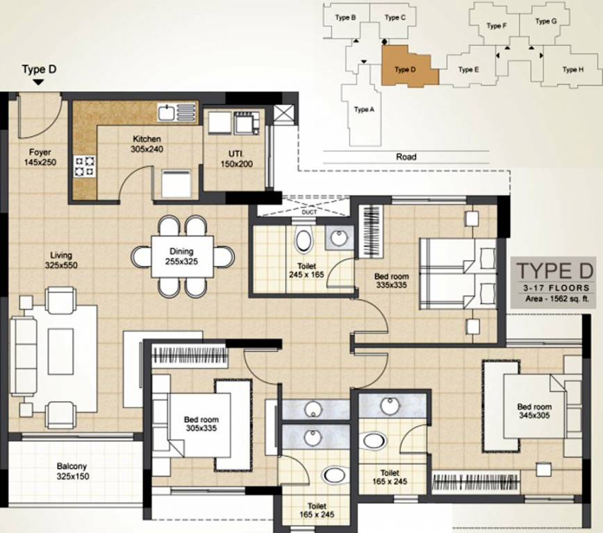 Skyline The Edge (3BHK+3T (1,562 sq ft) 1562 sq ft)