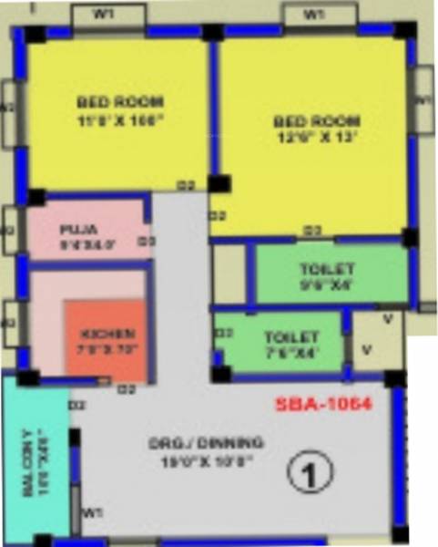 Srusti Srusti Residency (2BHK+2T (1,064 sq ft) + Pooja Room 1064 sq ft) Srusti Srusti Residency (2BHK+2T (1,064 sq ft) + Pooja Room 1064 sq ft)