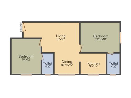 Brownstone Sri Sairam (2BHK+2T (902 sq ft) 902 sq ft)