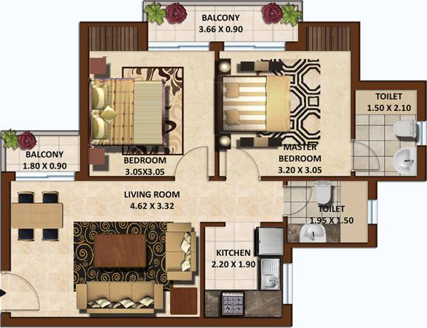 Excella Kutumb (2BHK+2T (900 sq ft) 900 sq ft)