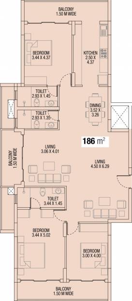 Tridentia Prudential Petunia (3BHK+3T (2,002 sq ft) 2002 sq ft)