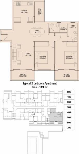 Tridentia Prudential Petunia (2BHK+2T (1,281 sq ft) 1281 sq ft)