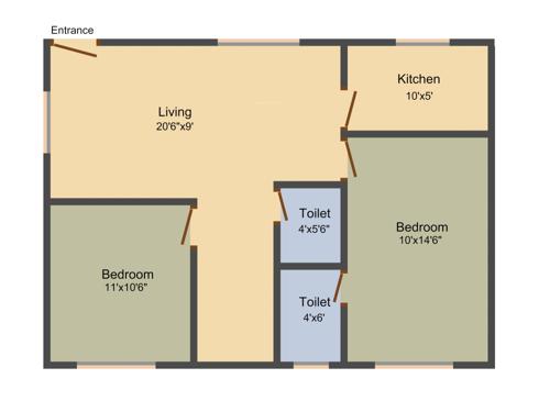 Greenplus Greenhood (2BHK+2T (826 sq ft) 826 sq ft)