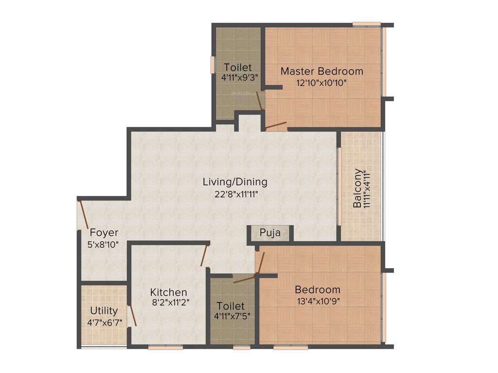 Newry Park Tower (2BHK+2T (1,262 sq ft) 1262 sq ft)