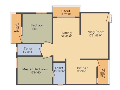 Suvega Amrutha Residency (2BHK+2T (1,210 sq ft) 1210 sq ft)