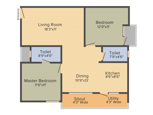Suvega Amrutha Residency (2BHK+2T (1,170 sq ft) 1170 sq ft)