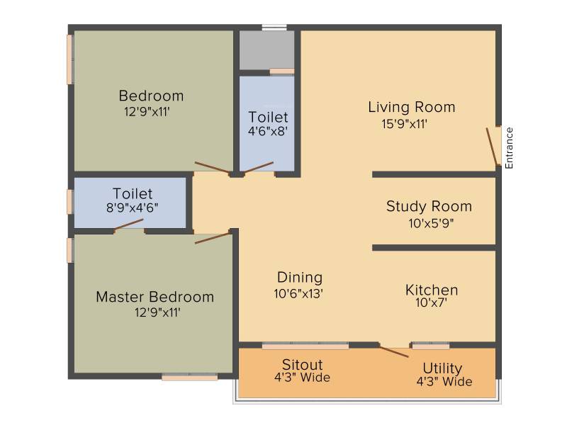 Suvega Amrutha Residency (2BHK+2T (1,240 sq ft) + Study Room 1240 sq ft)