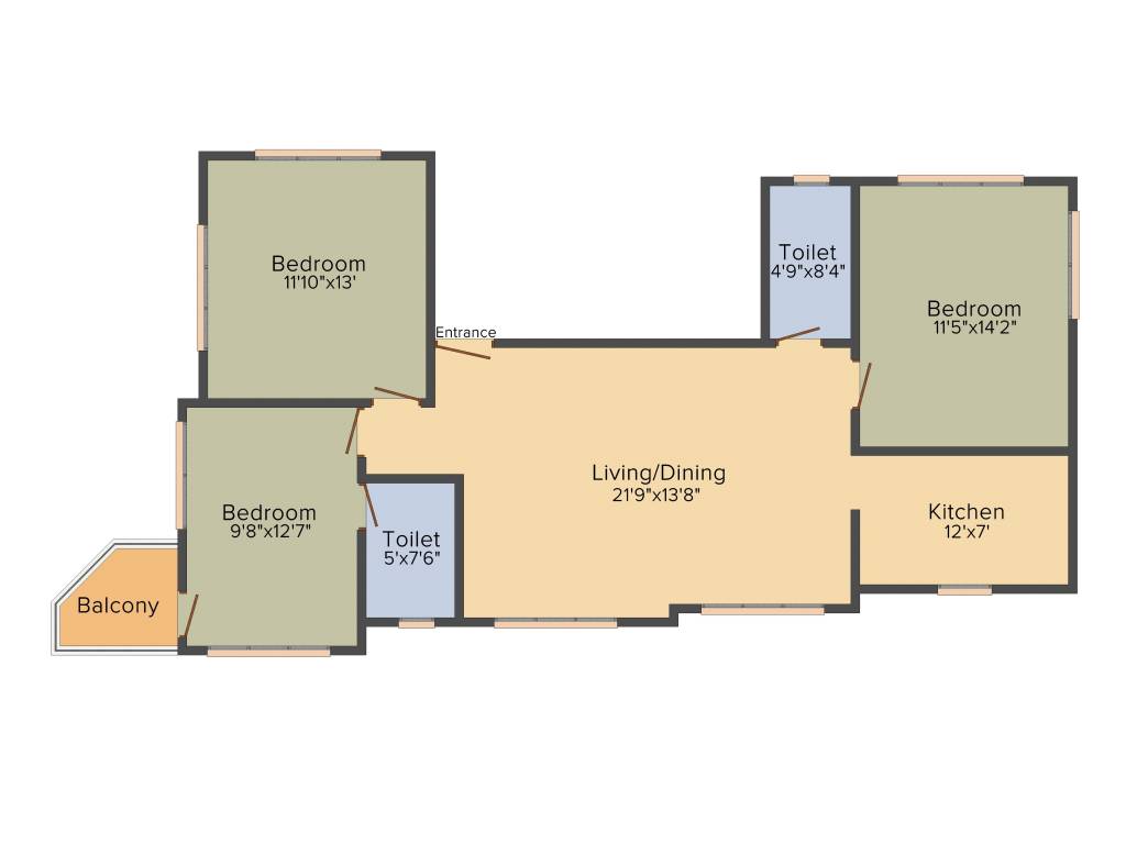 Swastic Ekhon (3BHK+2T (1,400 sq ft) 1400 sq ft) Swastic Ekhon (3BHK+2T (1,400 sq ft) 1400 sq ft)