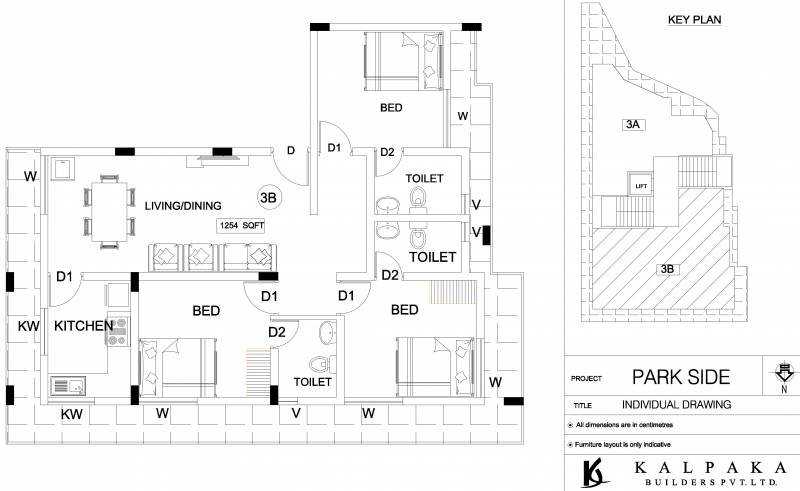 Kalpaka Parkside Apartments (3BHK+3T (1,254 sq ft) 1254 sq ft)