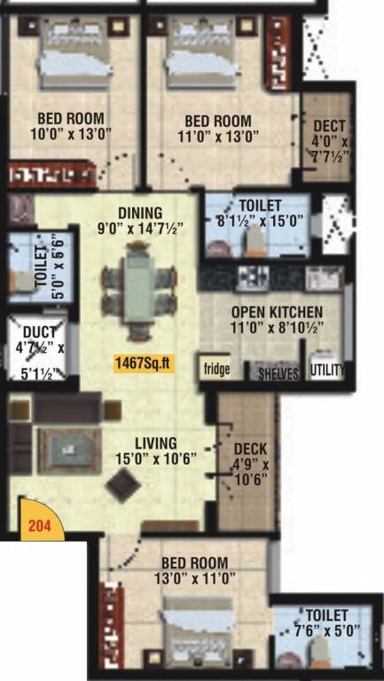 Sidharth Upscale (3BHK+3T (1,467 sq ft) 1467 sq ft) Sidharth Upscale (3BHK+3T (1,467 sq ft) 1467 sq ft)