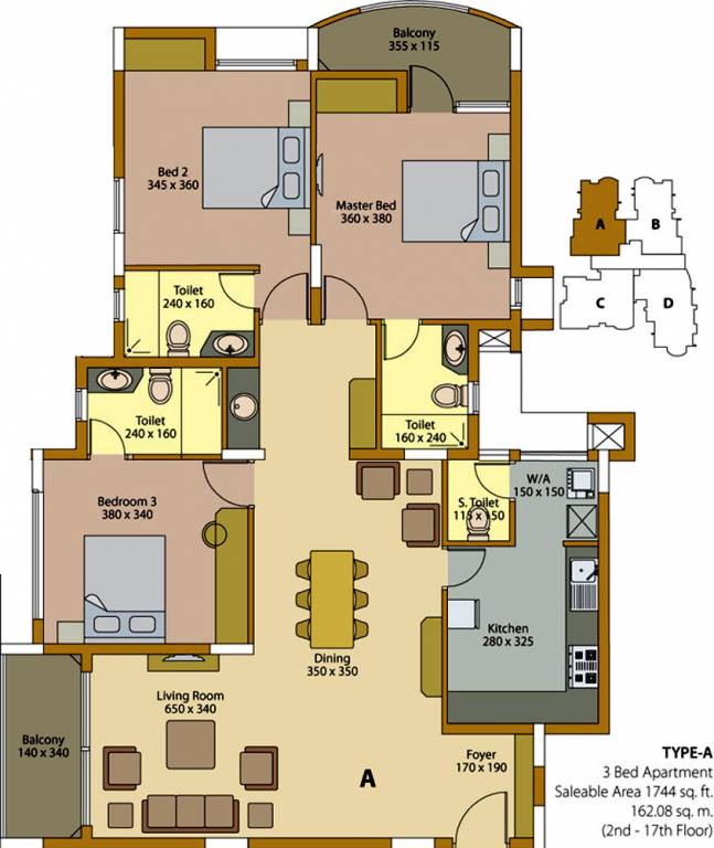 Skyline Townscape (3BHK+4T (1,744 sq ft) 1744 sq ft)