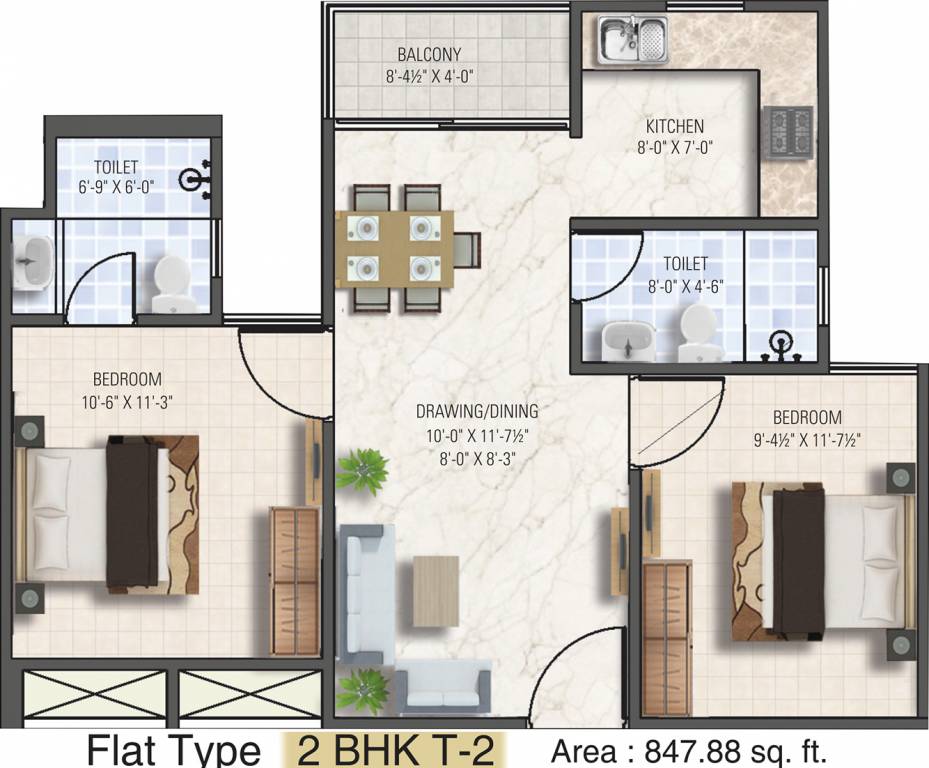 Dhanuka Sunshine Aditya (2BHK+2T (847 sq ft) 847 sq ft) Dhanuka Sunshine Aditya (2BHK+2T (847 sq ft) 847 sq ft)