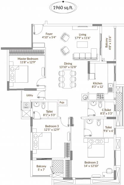 Appaswamy Splendour (3BHK+3T (1,960 sq ft) + Pooja Room 1960 sq ft)