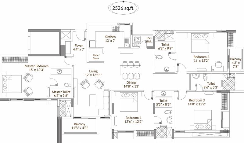 Appaswamy Splendour (4BHK+4T (2,526 sq ft) + Pooja Room 2526 sq ft)