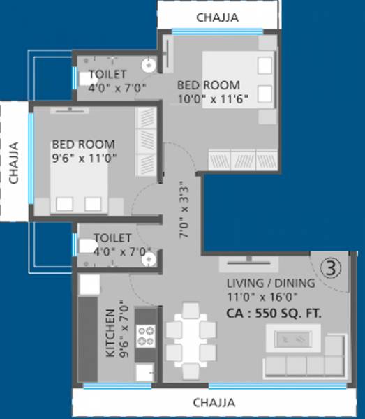 Heena Gokul Shreeji (2BHK+2T (550.04 sq ft) 550.04 sq ft)