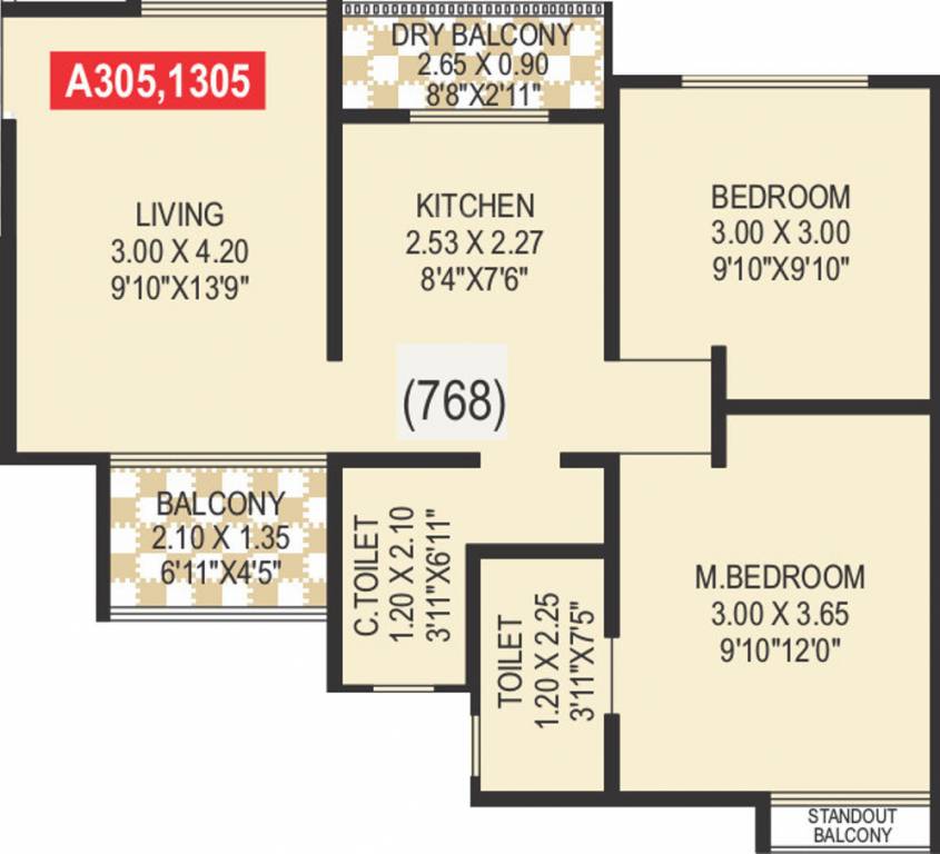 Kalash Vastushree (2BHK+2T (768 sq ft) 768 sq ft)