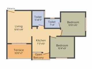 Ganesh Urban Forest (2BHK+2T (796 sq ft) 796 sq ft)