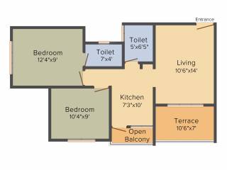 Ganesh Urban Forest (2BHK+2T (804 sq ft) 804 sq ft)