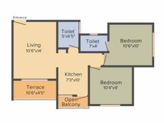 Ganesh Urban Forest (2BHK+2T (772 sq ft) 772 sq ft)