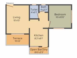 Ganesh Urban Forest (1BHK+1T (637 sq ft) 637 sq ft)