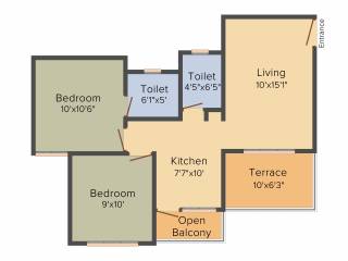 Ganesh Urban Forest (2BHK+2T (805 sq ft) 805 sq ft)