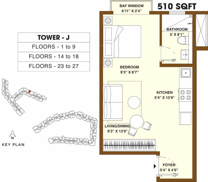 Bhartiya Nikoo Homes 2 (1BHK+1T (510 sq ft) 510 sq ft)