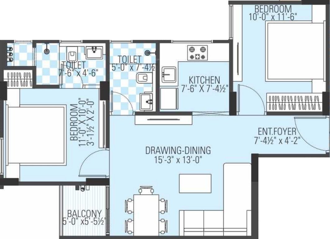 Manglam Dream Avenue (2BHK+2T (850 sq ft) 850 sq ft)