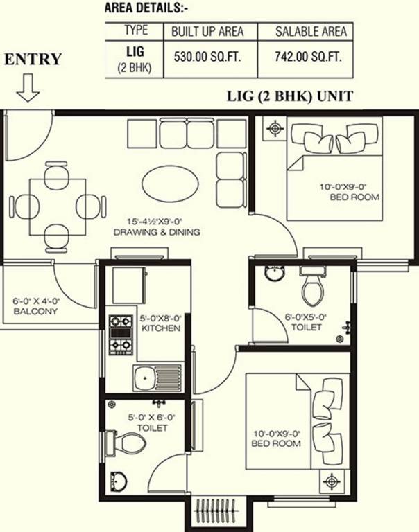 Platinum Pride (2BHK+2T (742 sq ft) 742 sq ft)