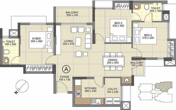 Skyline Fragrance (3BHK+2T (1,296 sq ft) 1296 sq ft)