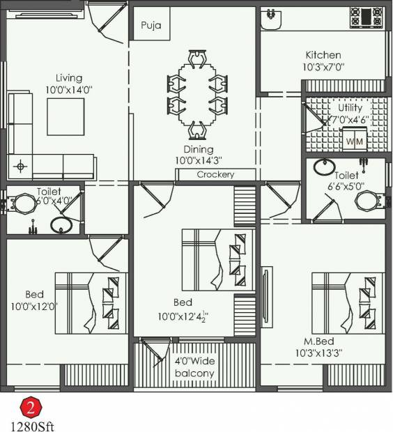 Vaishno Raj Laxmi Residency (3BHK+2T (1,280 sq ft) + Pooja Room 1280 sq ft)