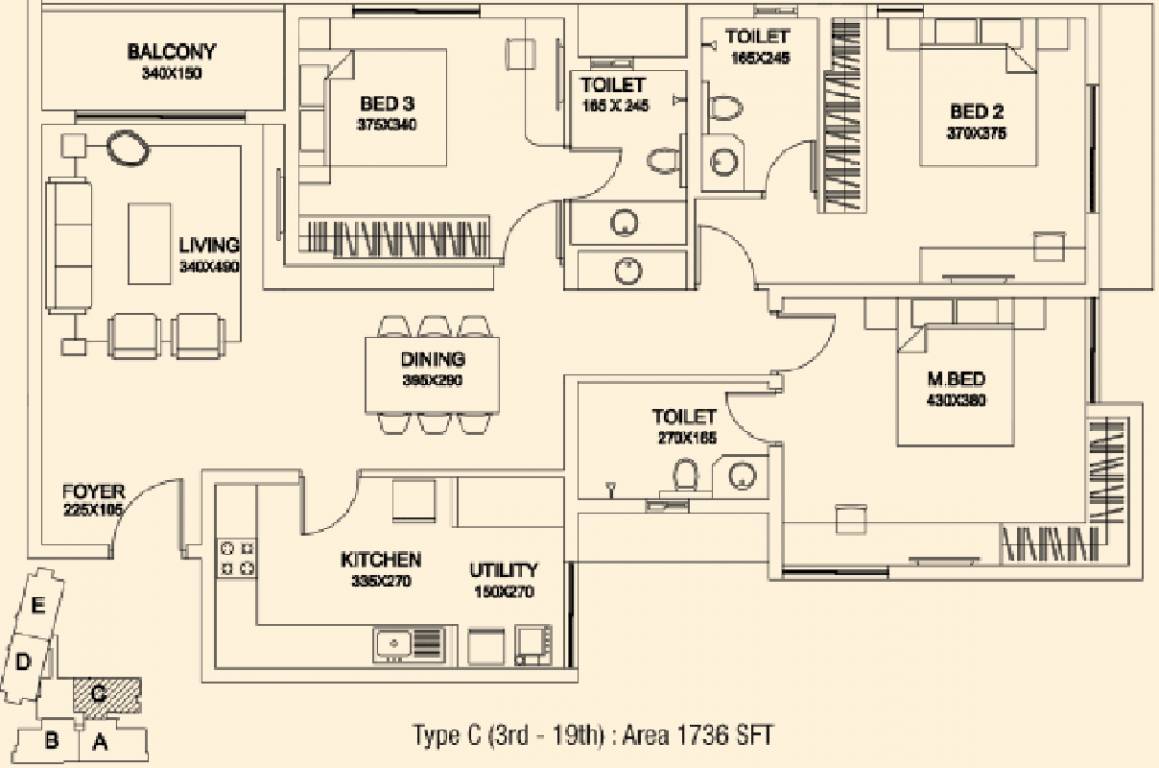 Skyline Pearl (3BHK+3T (1,736 sq ft) 1736 sq ft)