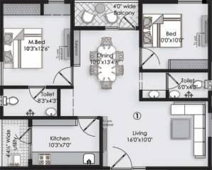 Vaishno Squre (2BHK+2T (1,030 sq ft) 1030 sq ft)