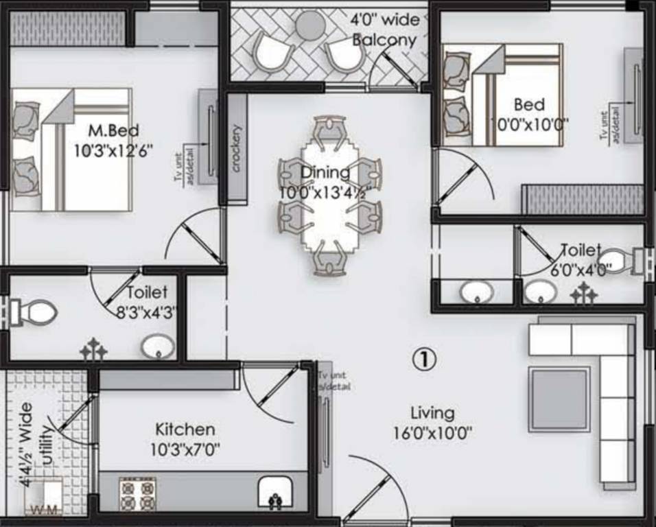 Vaishno Squre (2BHK+2T (1,030 sq ft) 1030 sq ft)
