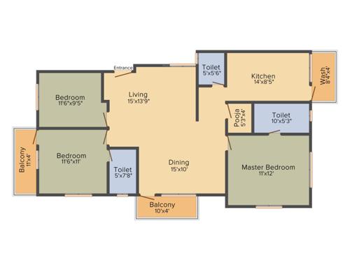 Mettupakkam MF Ram (3BHK+3T (1,459 sq ft) + Pooja Room 1459 sq ft)