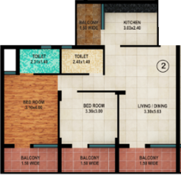 Raj Raj Aguiar Enclave (2BHK+2T (1,076 sq ft) 1076 sq ft)