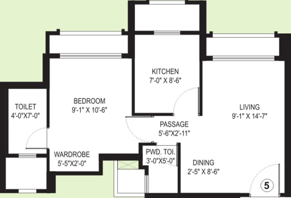 Hiranandani Solitaire Studio Apartment (1BHK+2T (255 sq ft) 255 sq ft)