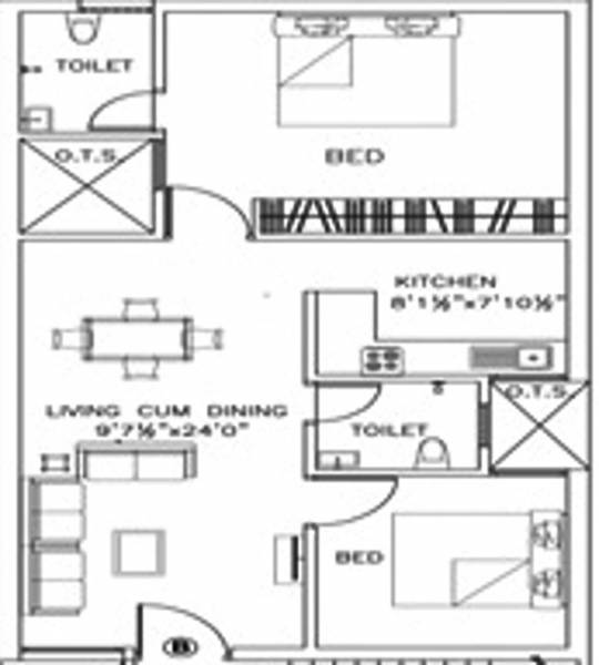SSB Mahalakshmi (2BHK+2T (980 sq ft) 980 sq ft)