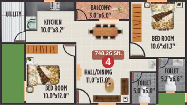 Sai AHP Woods (2BHK+2T (748 sq ft) 748 sq ft) Sai AHP Woods (2BHK+2T (748 sq ft) 748 sq ft)