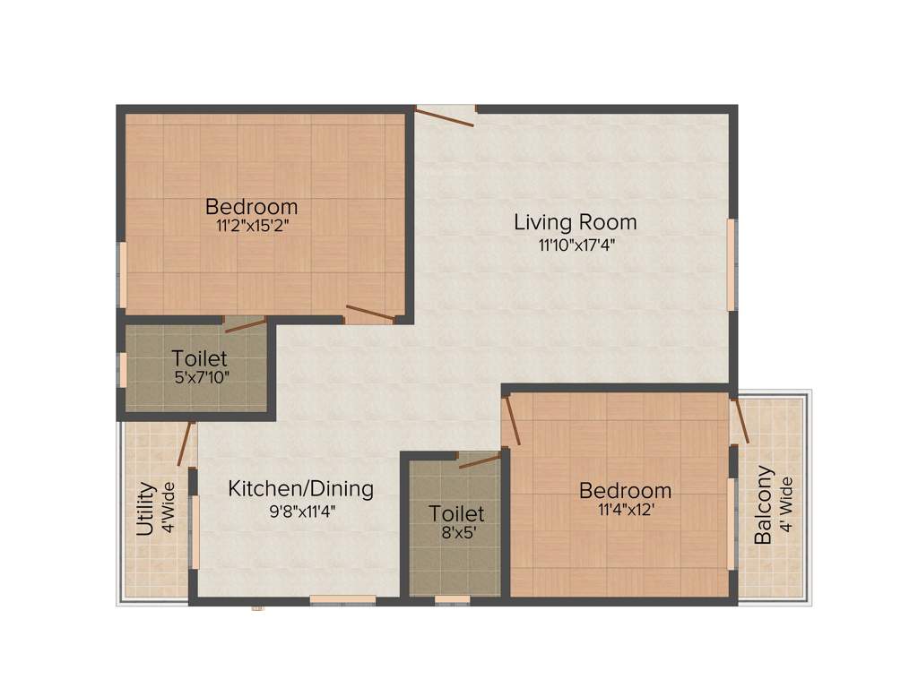 Terra Signature Square (2BHK+2T (1,175 sq ft) 1175 sq ft)