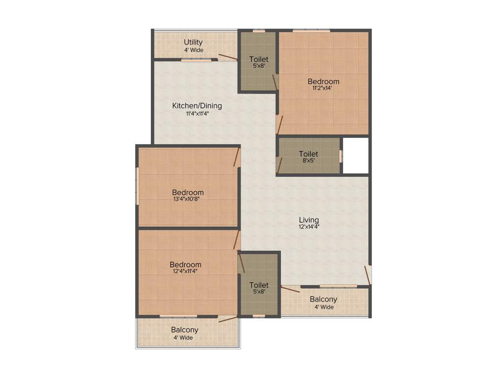 Terra Signature Square (3BHK+3T (1,500 sq ft) 1500 sq ft)