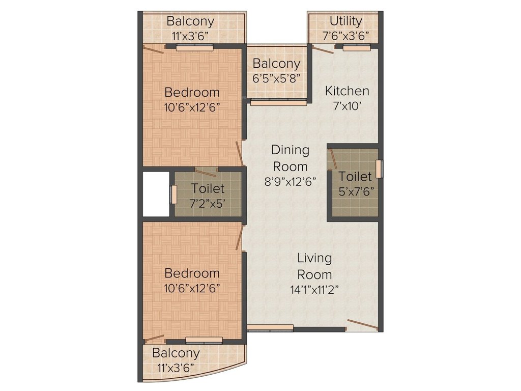 Sowparnika Sanvi (2BHK+2T (1,165 sq ft) 1165 sq ft)