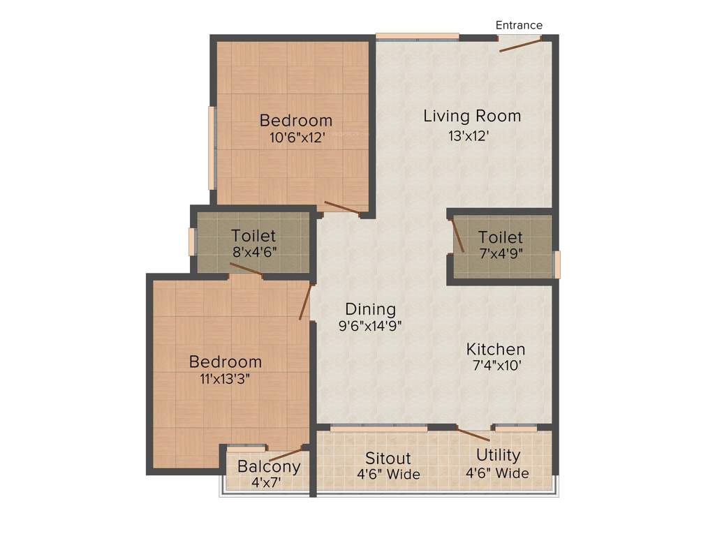 VR Shobha Meadows (2BHK+2T (1,095 sq ft) 1095 sq ft)