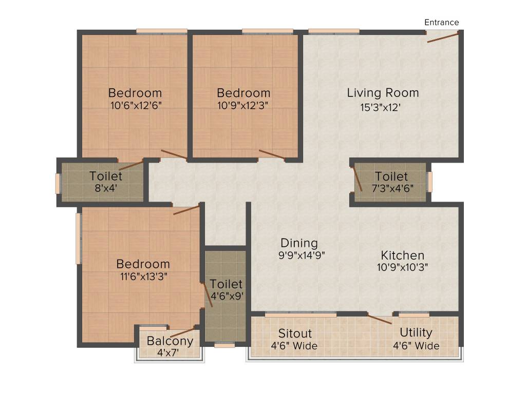 VR Shobha Meadows (3BHK+3T (1,555 sq ft) 1555 sq ft)