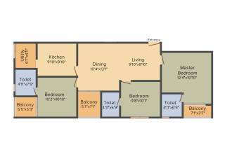 Sowparnika Grand Square (3BHK+3T (1,411 sq ft) 1411 sq ft)