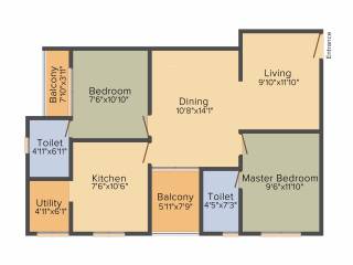 Sowparnika Grand Square (2BHK+2T (1,158 sq ft) 1158 sq ft)