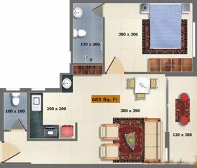 SFS Temple Terrace (1BHK+2T (685 sq ft) 685 sq ft)
