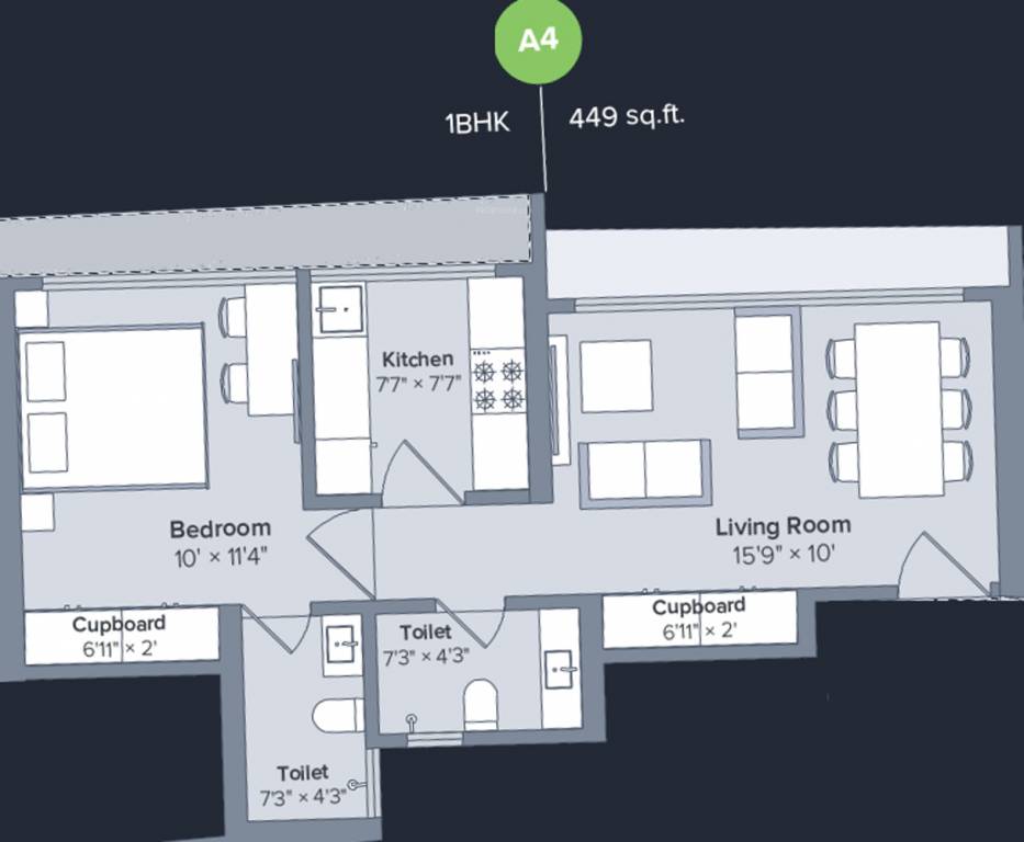 Marathon Nexworld (1BHK+2T (449 sq ft) 449 sq ft) Marathon Nexworld (1BHK+2T (449 sq ft) 449 sq ft)